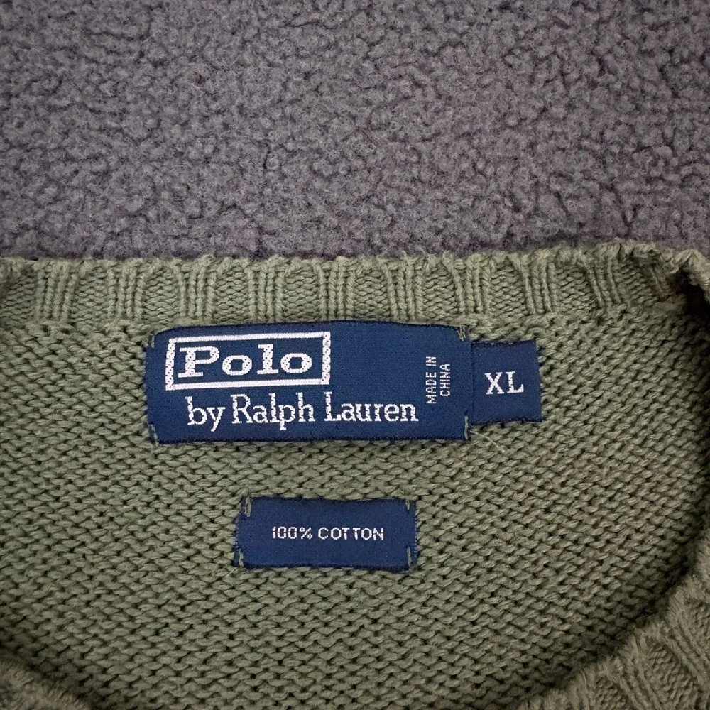 Polo Ralph Lauren Sweater Mens XL Green Knit Cotton Pony Pullover Crew Classic